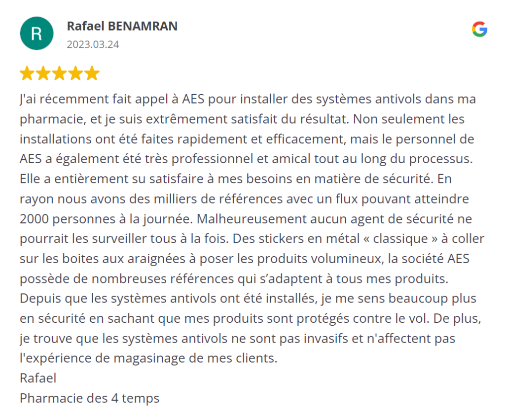 Témoignage vol en pharmacie Benamran