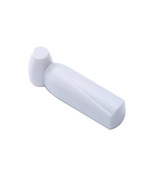 photographie d'un badge antivol élongé "pencil" blanc.