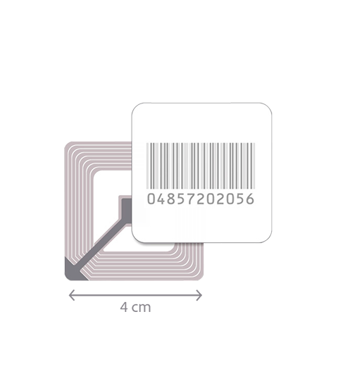 Étiquette antivol carrée RF taille 4 x 4 cm