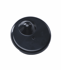 photographie d'un badge antivol R50, noir, rond.