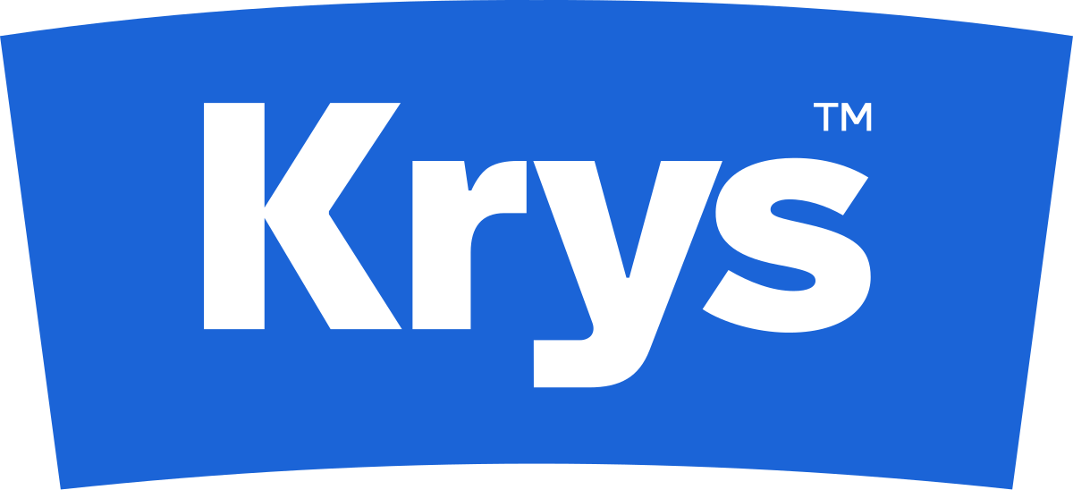Logo opticien Krys sur fond bleu