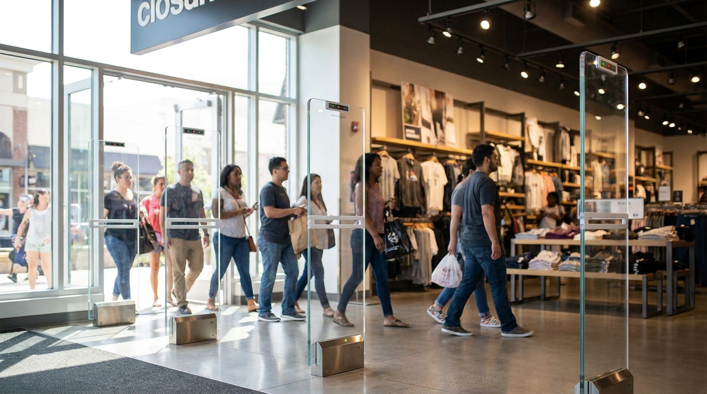 découvrez nos portiques antivol innovants avec fonction de comptage de passages intégrée, assurant sécurité et suivi précis du trafic en magasin.